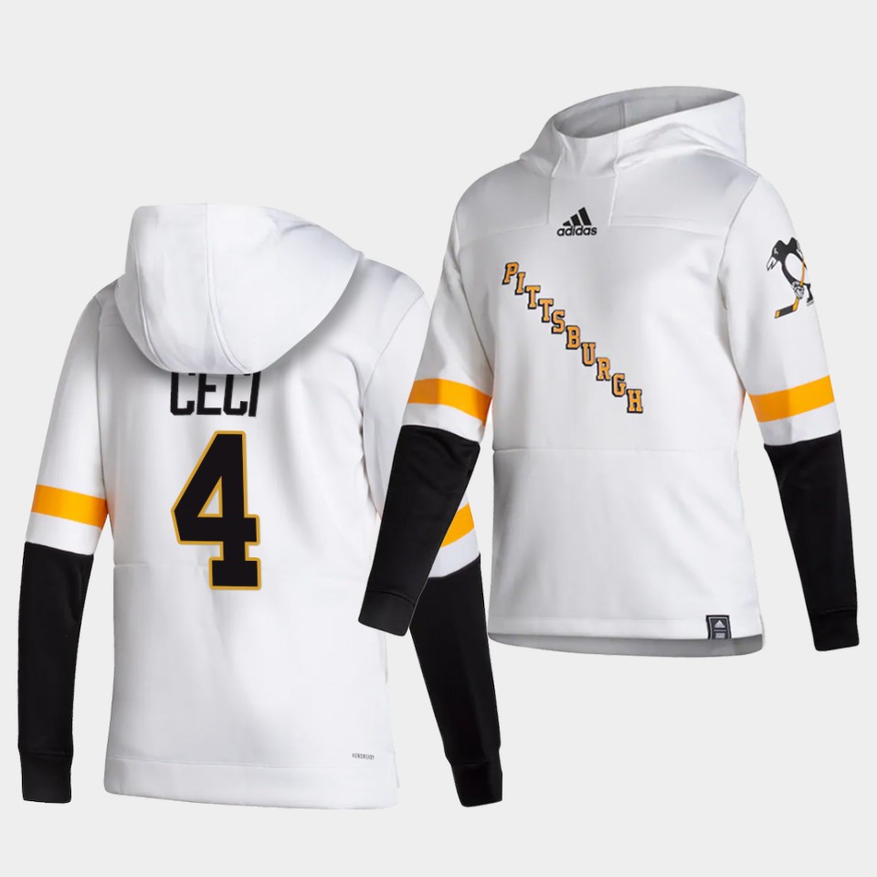 Men Pittsburgh Penguins #4 Ceci White  NHL 2021 Adidas Pullover Hoodie Jersey
